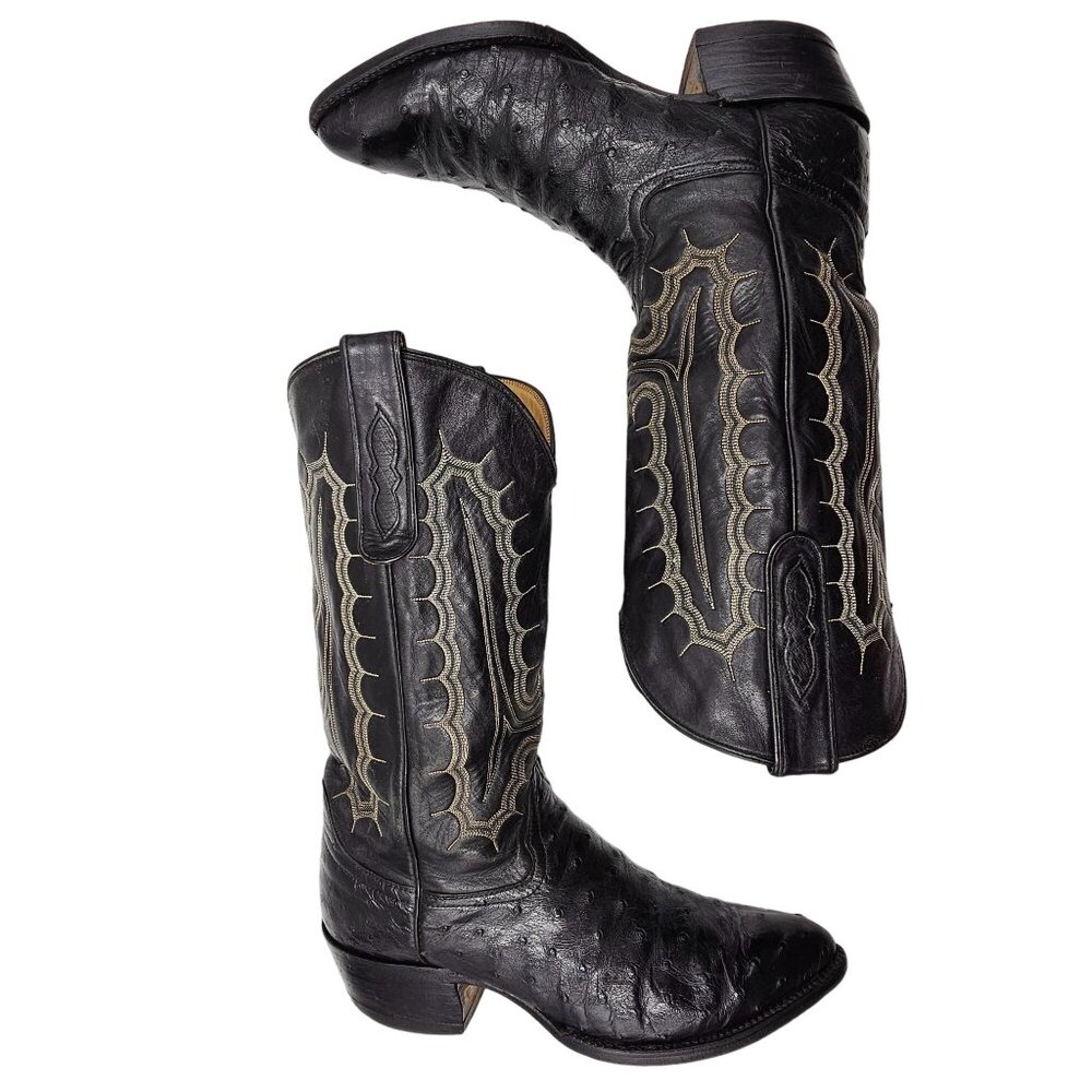Vintage Honcho Boots Exotic Full Quill Ostrich Black Cowboy Western Mens 10D USA - Picture 13 of 16